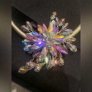 Iridescent Crystal Gardenia Statement Necklace - Gift Ready ❤️